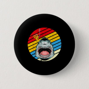 Shark Tee Fish Pizza Retro Vintage Pizzeria Pizza 6 Cm Round Badge