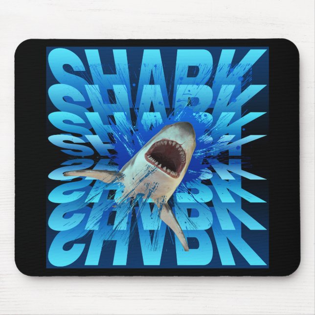 shark text effect typography  mouse mat (Front)