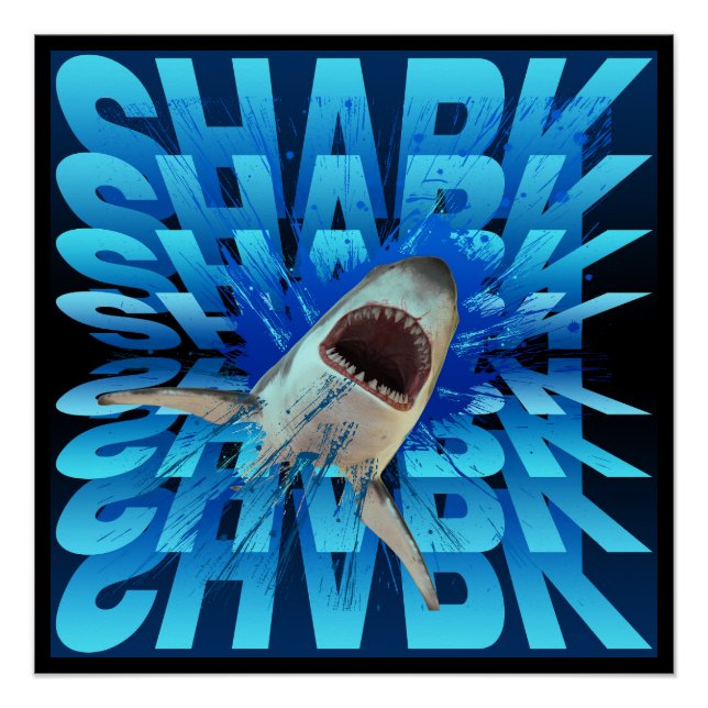 shark text effect typography  poster (Front)