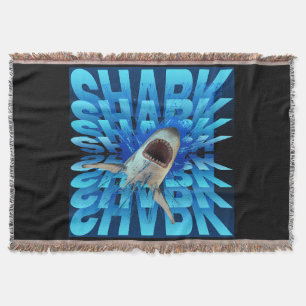 shark text effect typography throw blanket