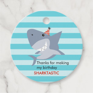Shark Theme Birthday Party Favour Tags