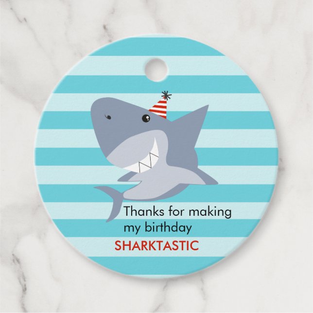 Shark Theme Birthday Party Favour Tags (Front)