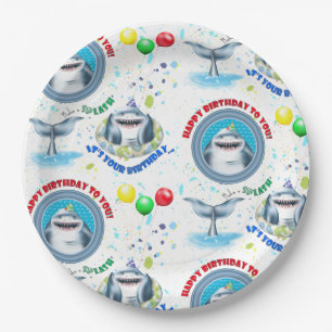 Shark Theme Fintastic Kids Birthday Paper Plate
