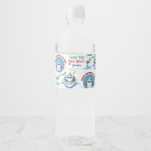 Shark Theme Fintastic Kids Birthday Water Bottle Label