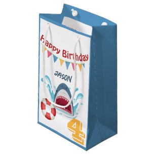 Shark Theme Happy Birthday Small Gift Bag for Kids