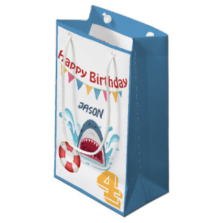 Shark Theme Happy Birthday Small Gift Bag for Kids