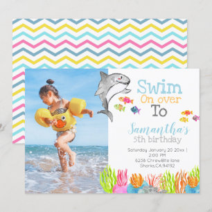 Shark theme kid birthday party invitation