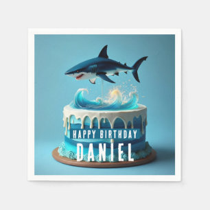 Shark themed Birthday Cake Napkin
