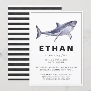 Shark Themed Birthday Party Invitation