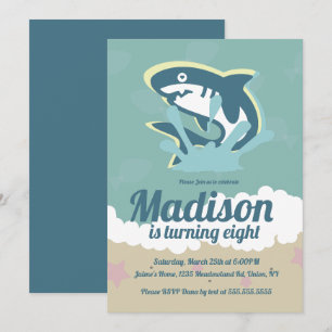 Shark Themed Girls Birthday Party Invitation