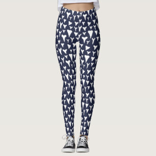 Shark Tooth Blue and White Surfer Girl Leggings