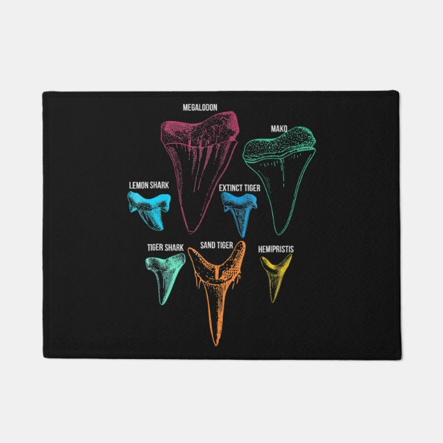 Shark Tooth Hunting - Crazy Shark Gifts Doormat (Front)