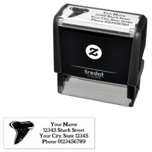 Shark tooth logo custom return address self-inking stamp