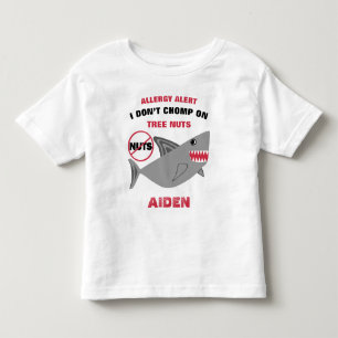 Shark Tree Nut Allergy Alert Personalised Boys Toddler T-Shirt