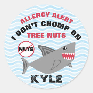 Shark Tree Nut Peanut Allergy Alert Customised Classic Round Sticker