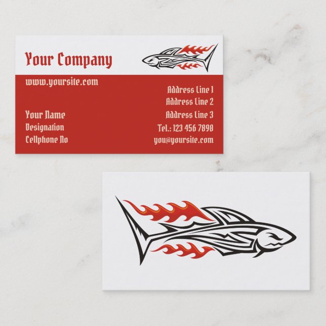 Shark Tribal Icon 2 Business Card (Front/Back)