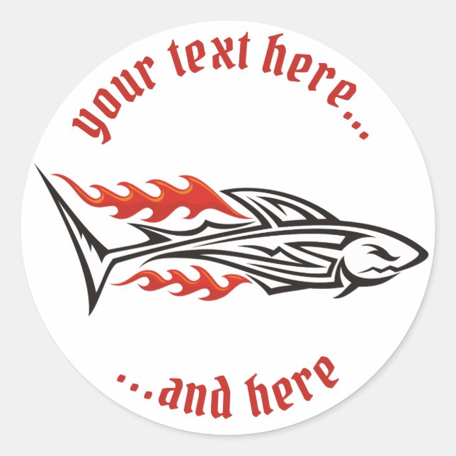 Shark Tribal Icon 2 Classic Round Sticker (Front)