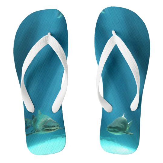 SHARK. TROPICAL UNDERWATER - SHARK SWIMMING FLIP FLOPS | Zazzle.co.uk