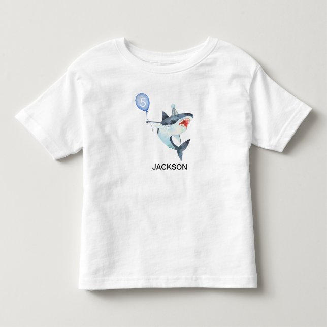Shark Tshirt - Editable Number - Birthday Tee (Front)