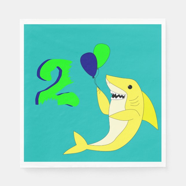 Shark turns 2 napkin (Front)