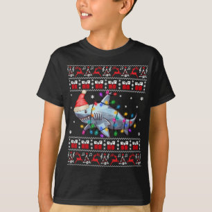 Shark Ugly Christmas Sweater Xmas Lights Family Ma