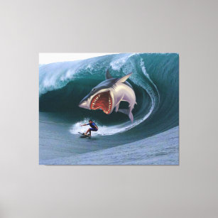 Shark under the blue ocean waves 6. canvas print