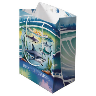 Shark Under The Sea Boy Birthday Medium Gift Bag