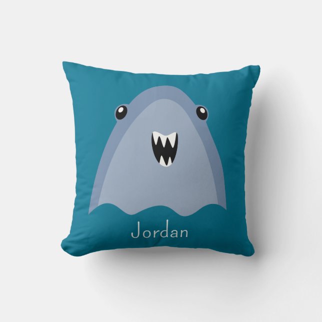 Shark Under The Sea Cute Personalised Pattern Cushion (Front)