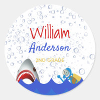 Shark under the sea name bookplate