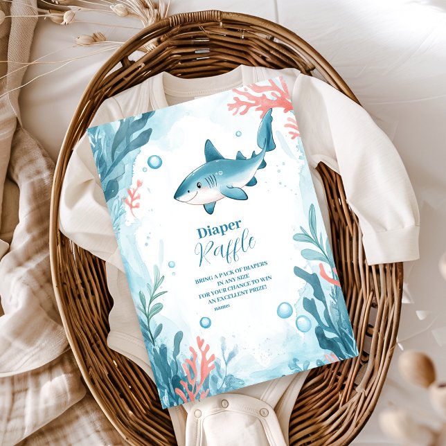 Shark Under the Sea Ocean Animals Diapper Raffle Enclosure Card (Creator Uploaded)