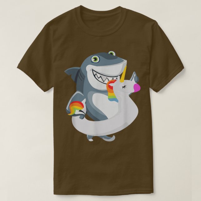 Shark unicorn floatie float pool party gift men wo T-Shirt (Design Front)
