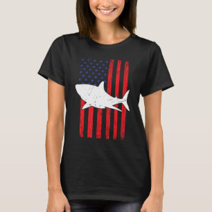 Shark Vintage US American Flag Shark Patriotic 4th T-Shirt