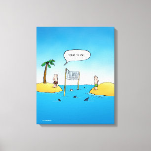 Shark Volleyball Funny Cartoon Canvas Print