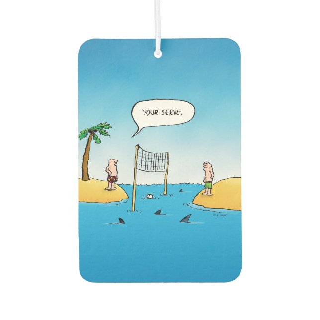 Shark Volleyball Funny Cartoon Car Air Freshener (Front)