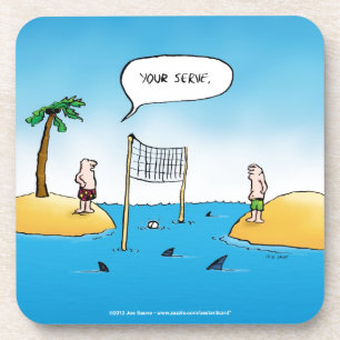 Shark Volleyball Funny Cartoon Coaster