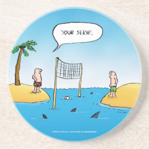Shark Volleyball Funny Cartoon Coaster