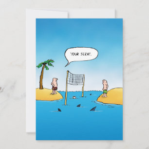 Shark Volleyball Funny Cartoon Flat Card