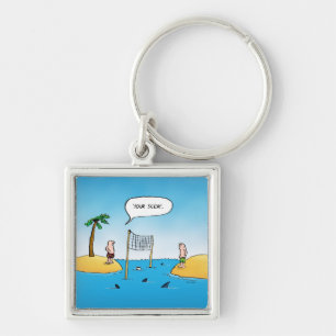 Shark Volleyball Funny Cartoon Key Ring