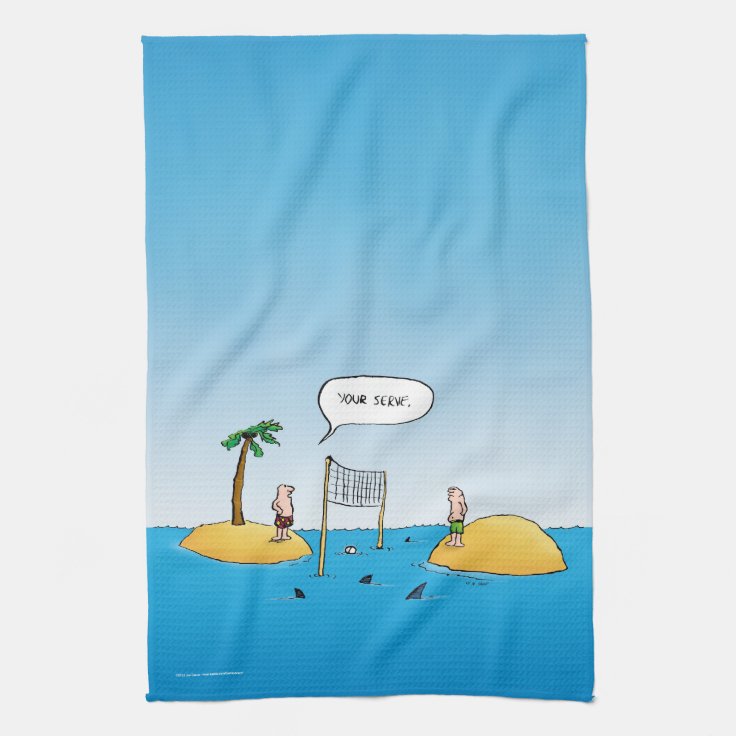 Shark Volleyball Funny Cartoon Towels | Zazzle