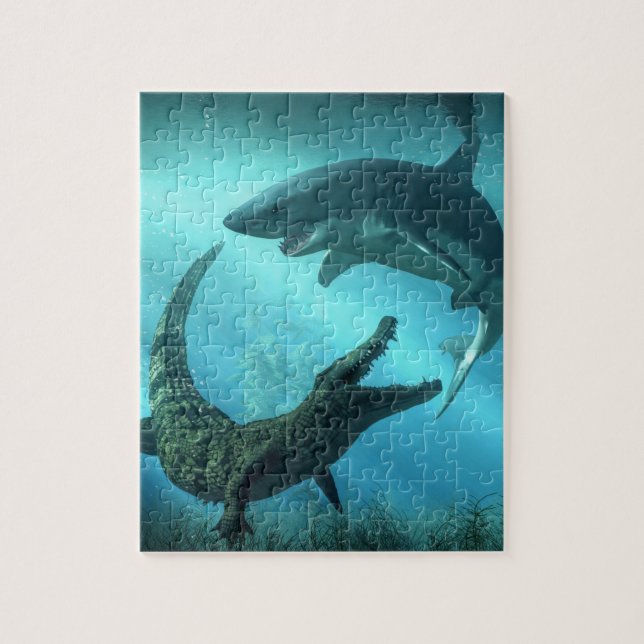 Shark vs Crocodile Jigsaw Puzzle (Vertical)