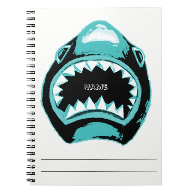 Shark Watercolor Green Illustration Notebook (Front)