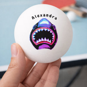 Shark Watercolor Pink Purple Illustration Ping Pong Ball