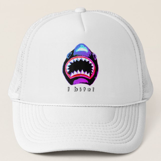 Shark Watercolor Pink Purple Illustration Trucker Hat (Front)