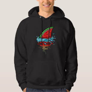 Shark Watermelon  Fish Fin Summer Fruit Slice Seed Hoodie