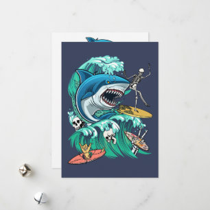 Shark wave holiday card
