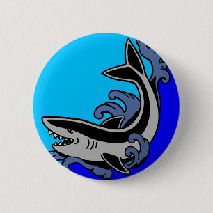 Shark Waves 6 Cm Round Badge