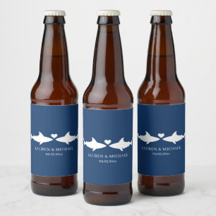 Shark Wedding With Names Beer Bottle Label
