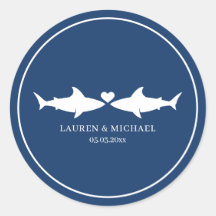 Shark Wedding With Names Oval Sticker