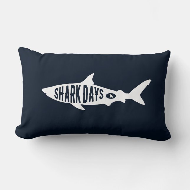 Shark Week Sharks Lover Gifts Typography Art Lumbar Cushion (Front)