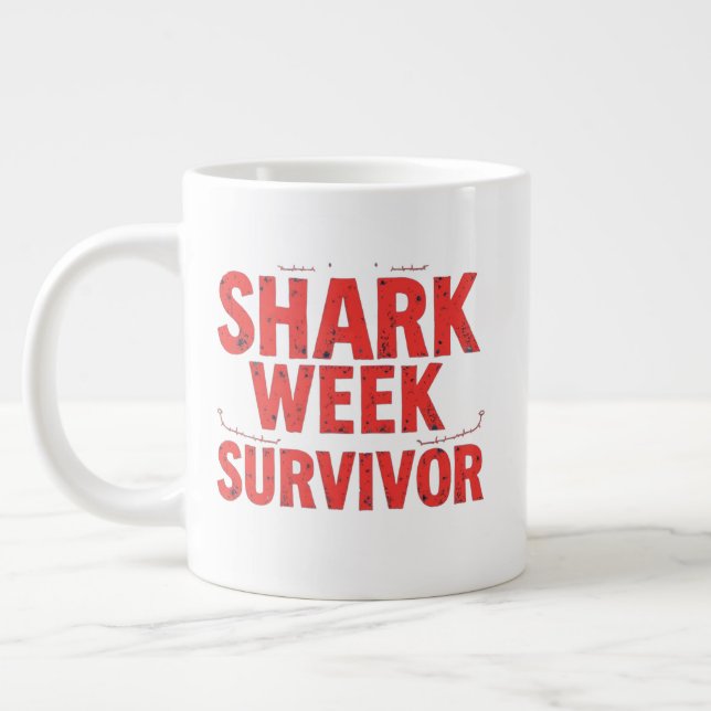 Shark Week Survivor Large Coffee Mug (Left)
